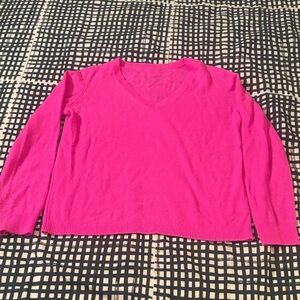Vibrant Pink V-Neck Cashmere Sweater Size M
